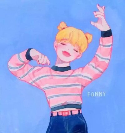 自于韩国的插画师폼이（ ins：fommy__y ）的彩铅插画作品。作品配色明快丰富的彩铅女孩，线条简单却充满萌感。