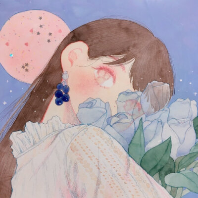 来自于韩国的插画师폼이（ ins：fommy__y ）的彩铅插画作品。作品配色明快丰富的彩铅女孩，线条简单却充满萌感。