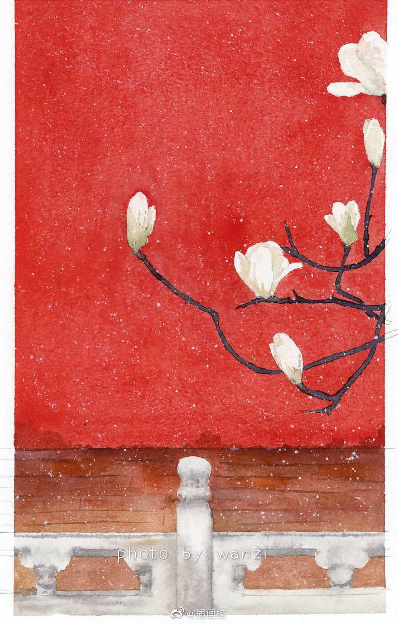 #手绘插画##遇见艺术# 作者:@爱吃丸子的猫z |
故宫的红与雪搭配真是太美了。
#手绘##插画##水彩# ​