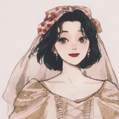 手绘插画少女公主闺蜜头像唯美