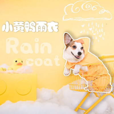 Best Pets可爱小黄鸭宠物四脚雨衣网红狗狗雨衣柯基泰迪柴犬雨衣