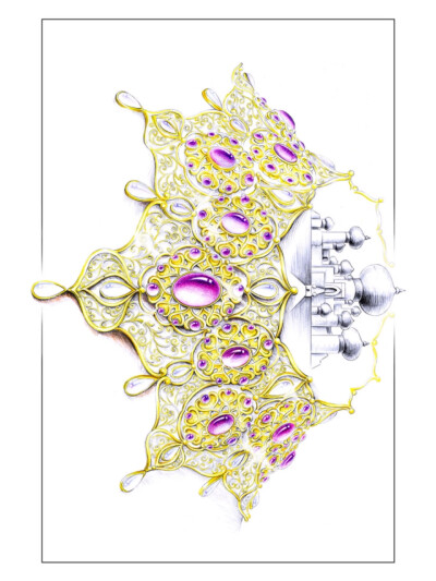 珠宝玉石设计，手绘图，玉石，翡翠