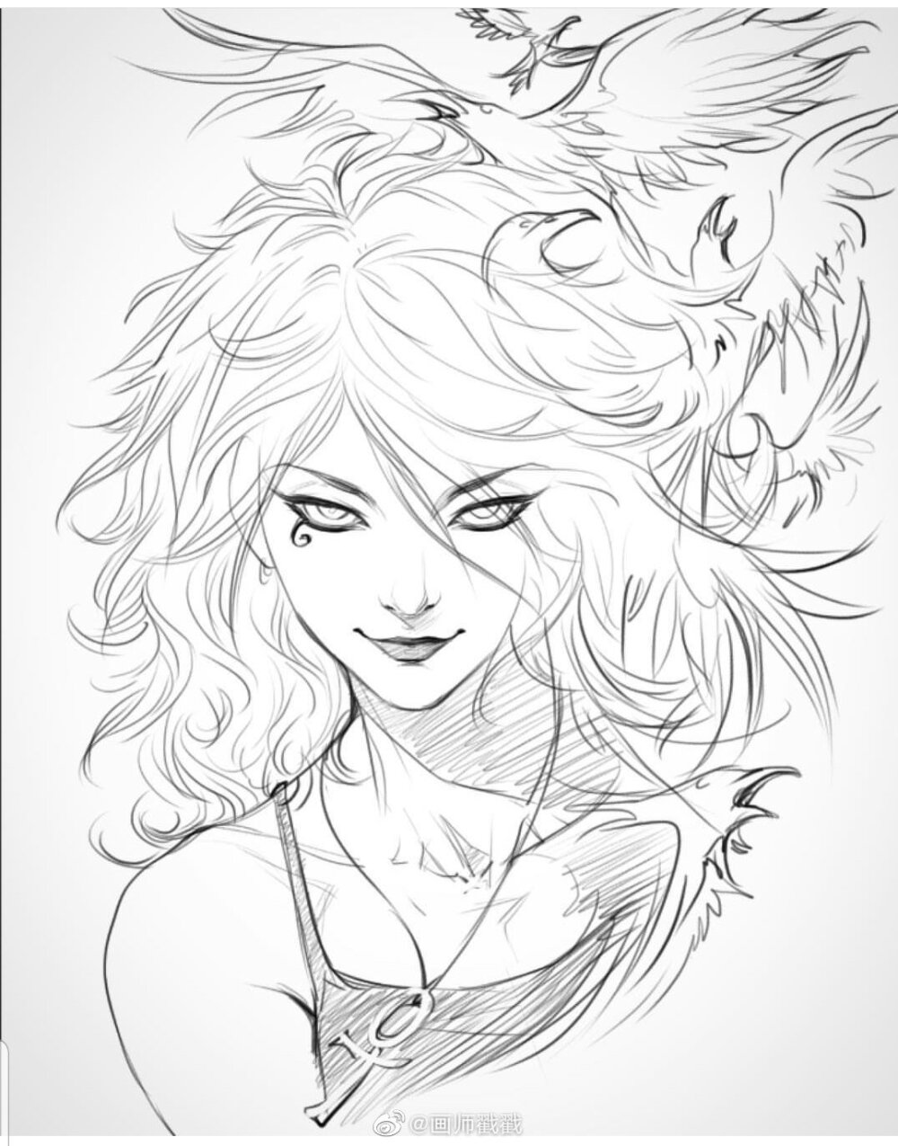 线稿，女