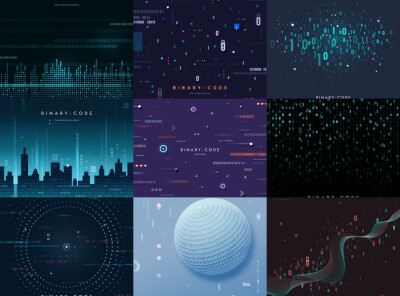 【下载更多请点头像】创意大数据几何图形代码数码AI智能科技报表背景海报设计素材