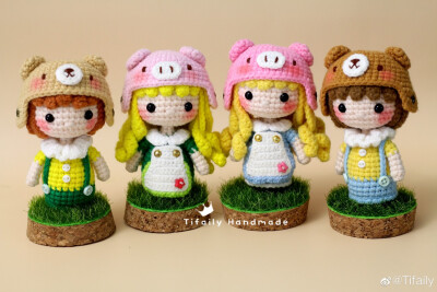 #Tifaily的手作#
小熊囝囝和小猪囡囡团
成品约8.5cm