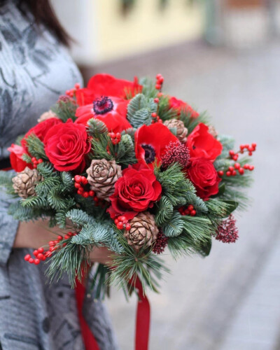 圣诞节花艺：花束与花盒