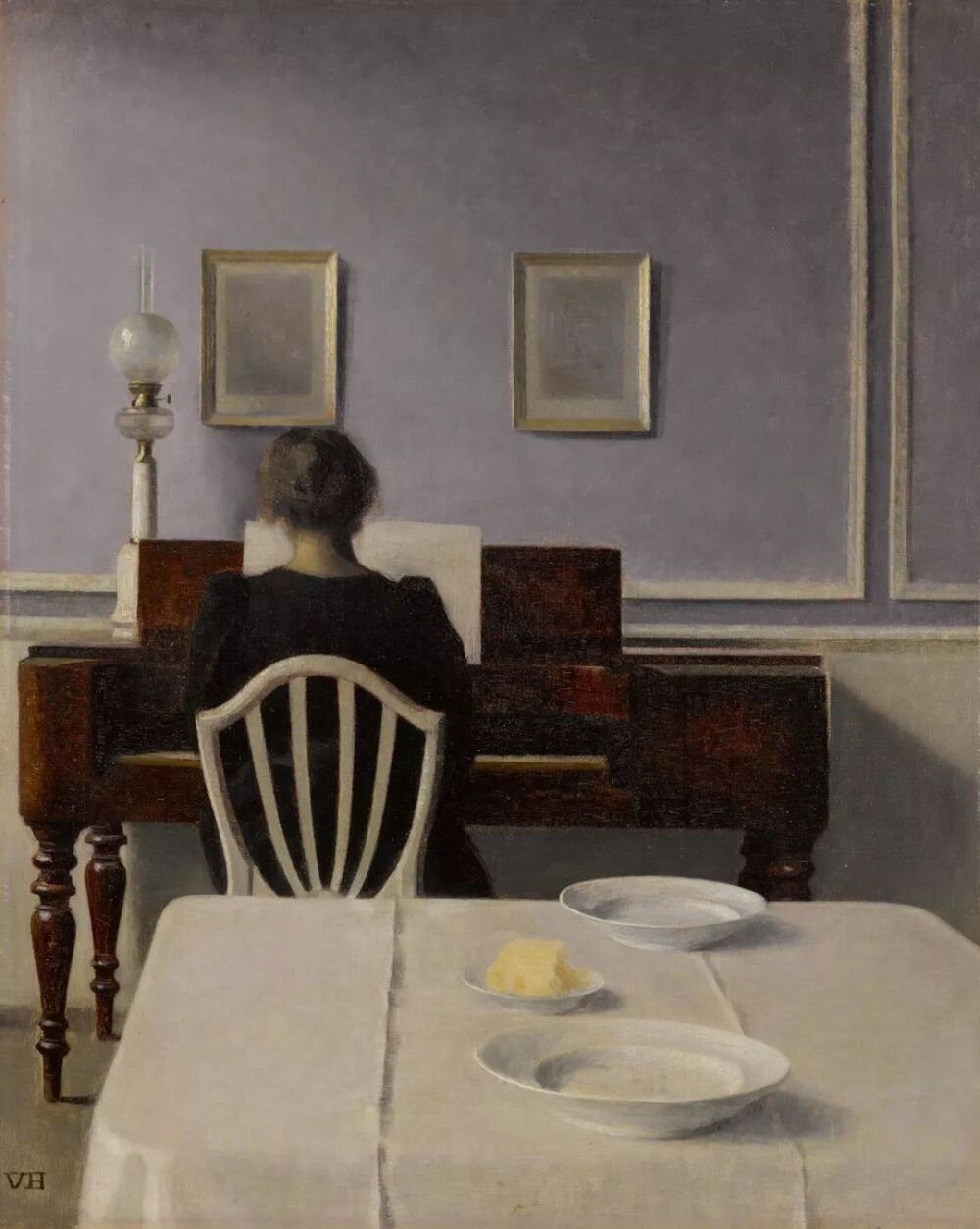 Vilhelm Hammershøi, Interior with a Woman at the Piano, 1901