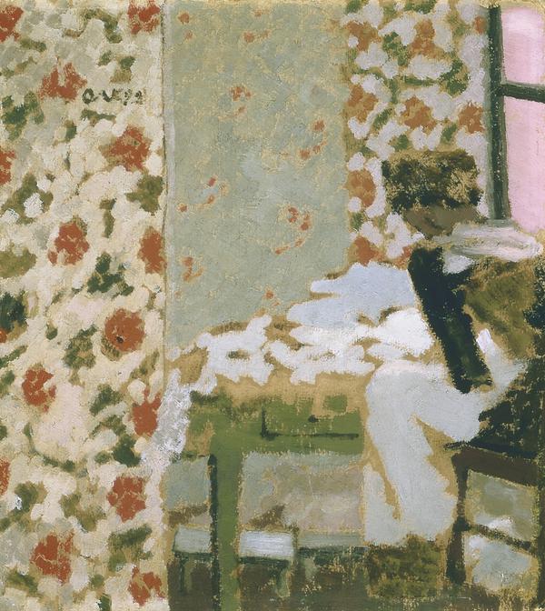 法国的流派画家 后印象派 爱德华·沃拉德（Edouard Vuillard）既是学校，又是壁画家和石版画家，以其独特而精致的内饰而闻名 体裁画 ，以一种称为“ 亲密主义 （ Intimisme ）”的风格执行，他与艺术家团体的联系为 纳比斯 ，两者都在1890年代盛行。 Vuillard私密的室内设计灵感来自他与母亲在巴黎的一系列公寓中度过的60年，看着她做裁缝。 他的 私密 纺织品或马赛克风格的 后印象派绘画 源自她的服装面料的图案和颜色。 尽管他的后期作品从未超过他1890年代照片的原创性，但他仍然是其中一位 最佳流派画家 在 现代艺术 。