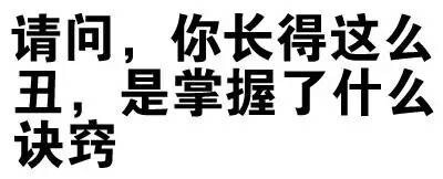 请问，你长得这么丑，是掌握了什么诀窍