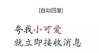 【自动回复】夸我小可爱，就立即接收消息