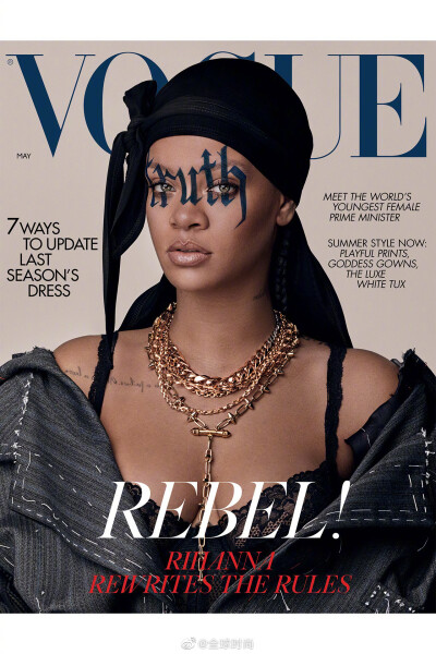 #Rihanna# &amp;《VOGUE》UK 五月刊，女企业家蕾哈娜再度霸气登封。