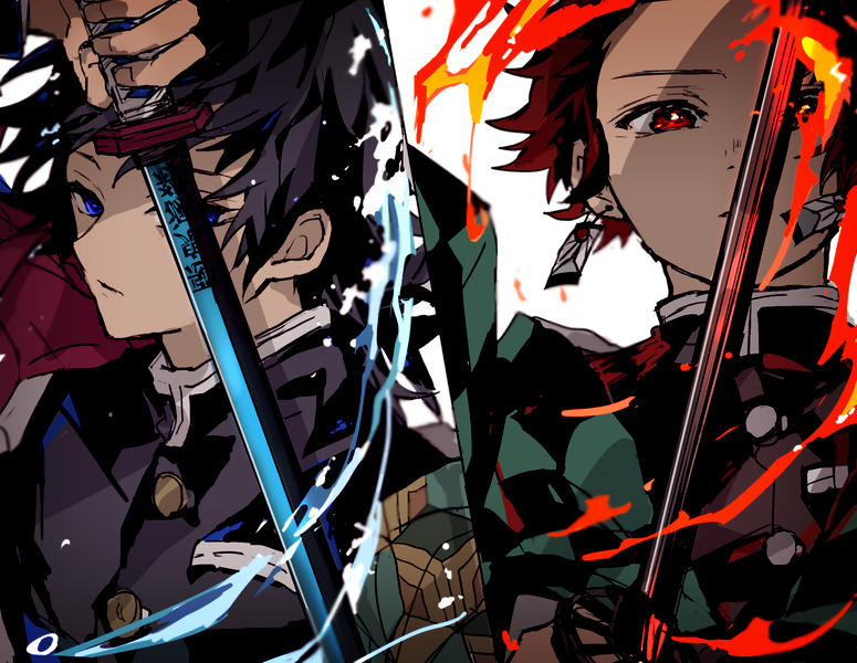 鬼灭之刃#义勇 炭治郎 图源:冬木