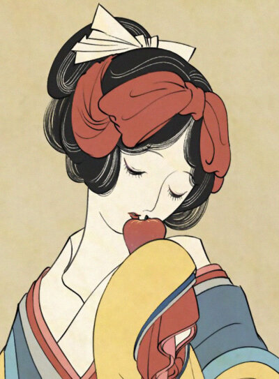 日本插画家 Ono Tako 以动画片中的女主为原型，用浮世绘的艺术形式创作的版画