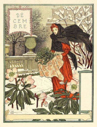 一百多年前的日历装饰插画瑞士插画艺术家Eugène Grasset（1845—1917）