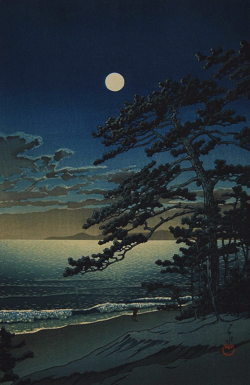 夜色如水 明月如霜.
日本版画大师 Kawase Hasui (川濑巴水) ​