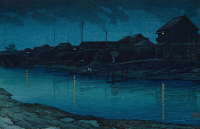 夜色如水 明月如霜.
日本版画大师 Kawase Hasui (川濑巴水) ​