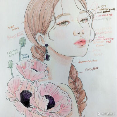 彩铅女生画