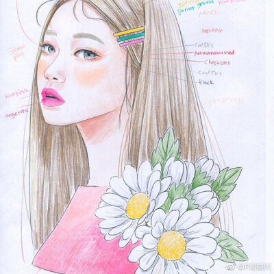 彩铅女生画