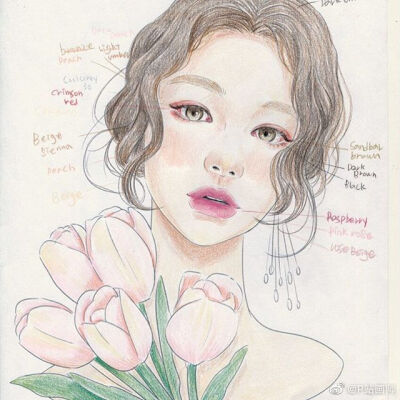 彩铅女生画