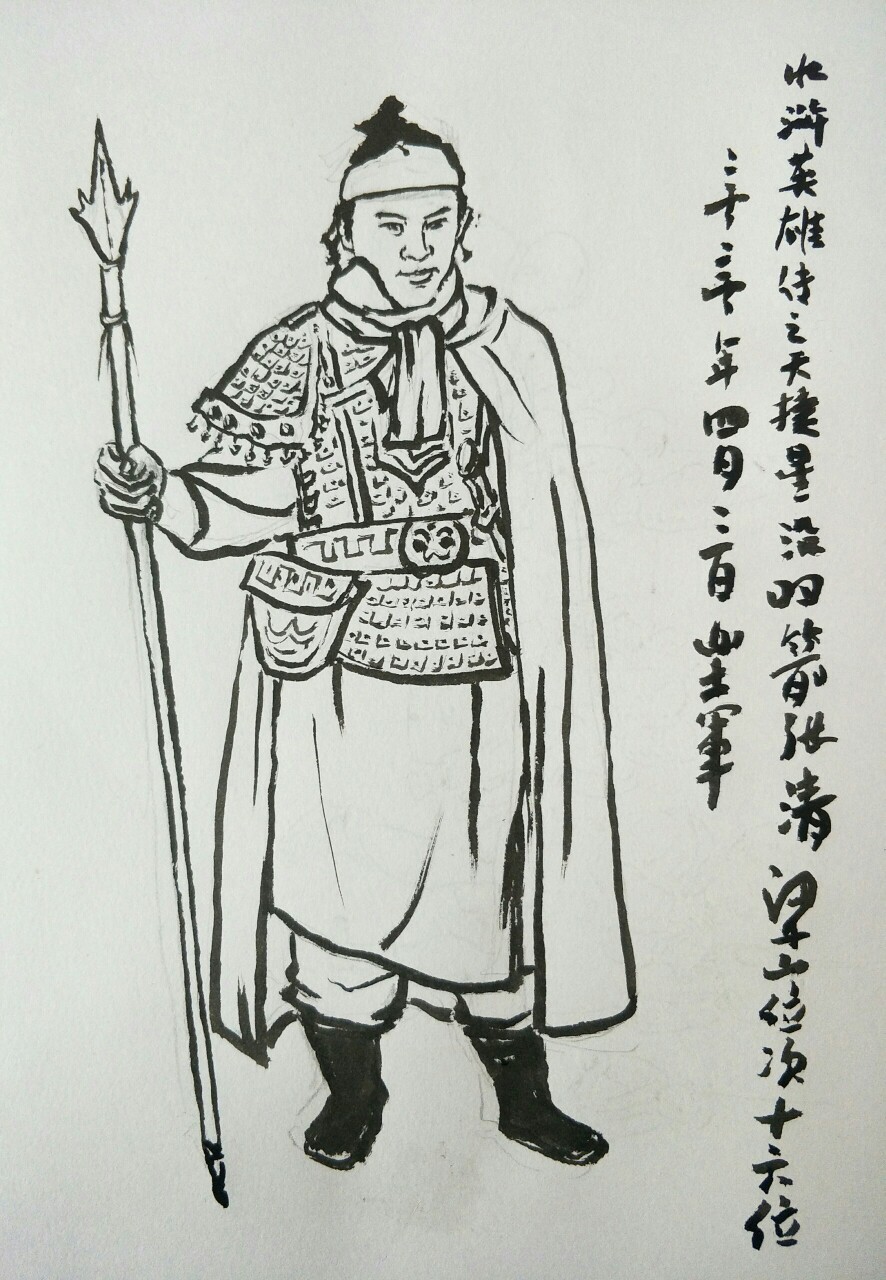 乐军绘画
水浒传108将-天捷星没羽箭张清