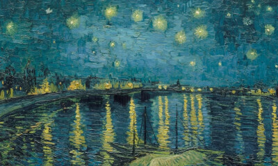 《罗纳河上的星空》Starry Night Over the Rhone，1888.9
梵高