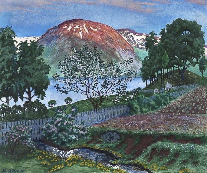 挪威画家Nikolai Astrup，1880年出生，47岁去世。在他的画中，可以充分领略到挪威粗犷壮美的自然风光。