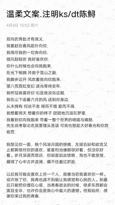 二传注明dt/ks陈鲟
温柔文案