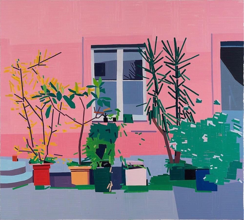 Guy Yanai1977年生于以色列的海法，目前在特拉维夫生活和工作。他就读于帕森斯设计学院和纽约工作室学校，并获得了来自妈妈阿默斯特汉普郡学院的学士学位。
Guy Yanai在亚麻布油画上的油画，就像像素图像，色彩鲜艳的织物，甚至是针线图形。Guy Yanai绘画以其白话题材和像素化的外观，以大胆的色彩、简化的形状为特征。画家列举了无数的灵感来源——从古老的、现代的和当代的大师到摄影、电视、绘画、广告等。他经常选择日常事物和空间作为他的主体，这些图像变成了几何图形，放弃对外部世界的参考，转而选择视觉体验，这同样得益于数字图像和抽象画。