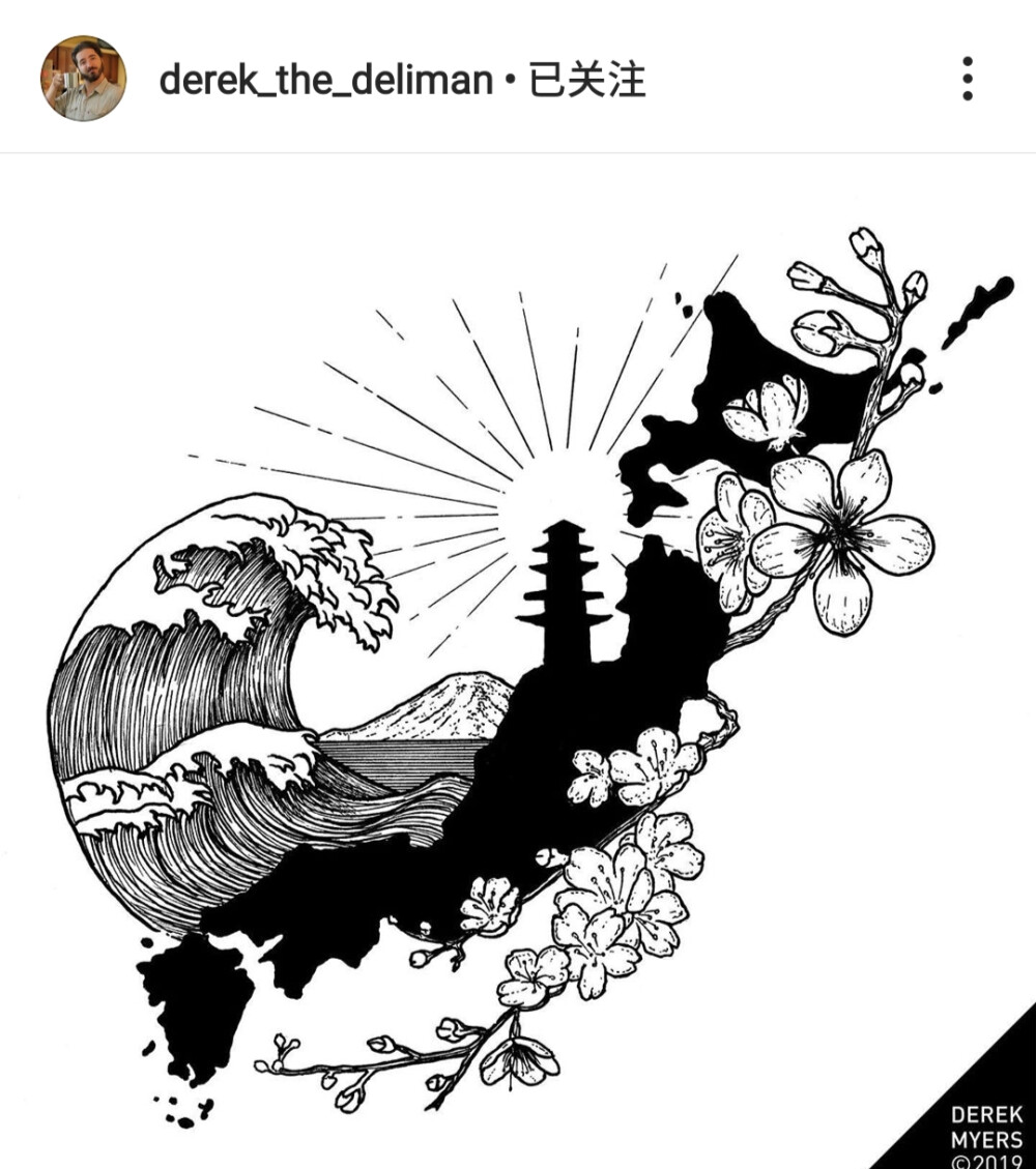 ins：derek_the_deliman 黑白插画 手绘