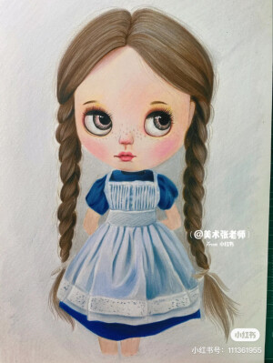 彩铅手绘bjd娃娃