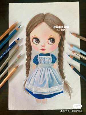 彩铅手绘bjd娃娃