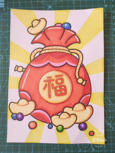 财源广进，新年儿童画
