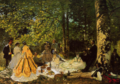 《草地上的午餐》（習作）
Lunch on the Grass (Study)
| 1865 年 | 佈面油畫 | 130 × 181 cm