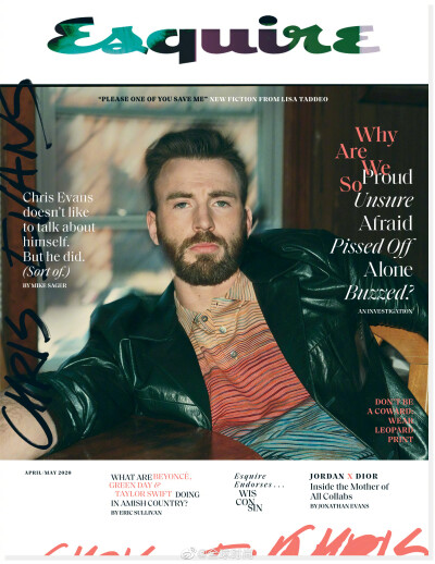 #Chris Evans# &amp;《Esquire》新刊封面，性感帅气桃总在线散发魅力！