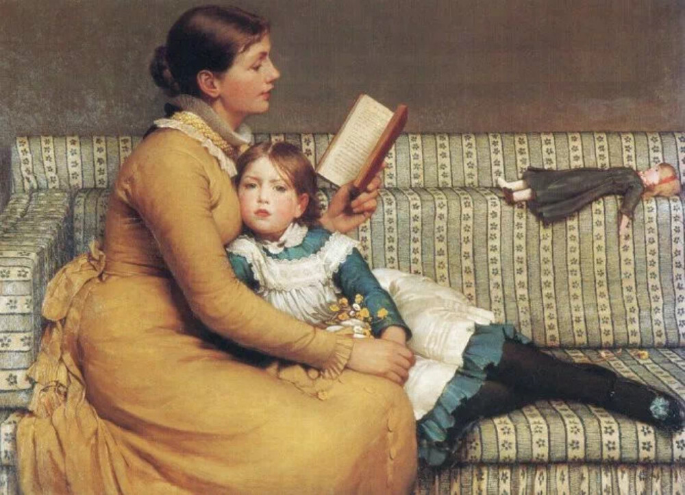 George Dunlop Leslie（1835-1921)， 1835年7月2日出生于英国伦敦。英国风俗画家查尔斯·罗伯特·莱斯利Charles Robert Leslie的儿子。曾在卡里艺术学院，皇家学院学习。那些层层叠叠的欧洲早期的服饰，很是华丽。他基本描绘了女子各个阶段时的样子，色彩也很是轻柔美丽。 