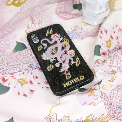 HOTELO豪特楼原创设计中国风龙印花刺绣iPhone11苹果xr手机壳