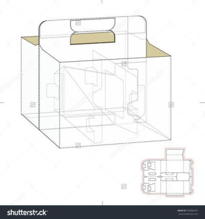 一组手提式盒型包装展开图