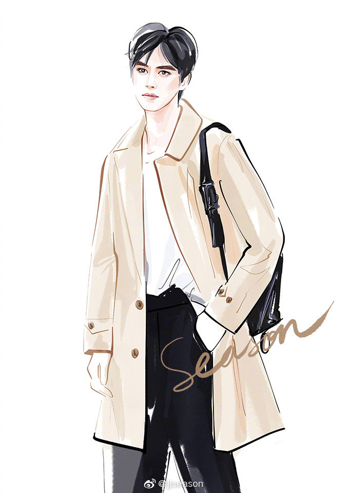 jjseason插画超话burberry帅气风衣宋威龙99season明星插画