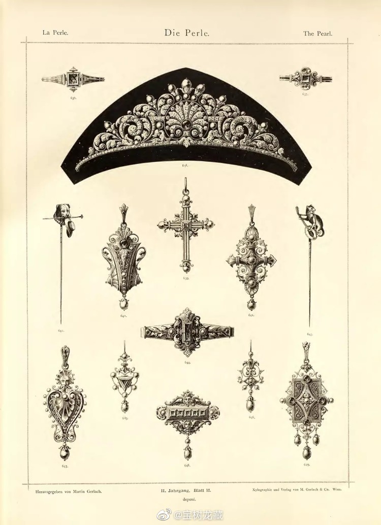 法国古董珠宝设计图鉴•1880年 ​​​
M.GERLACH & CO.精心策划出版，值得收藏学习的珠宝设计素材资料，有两册几百张图 ​​​