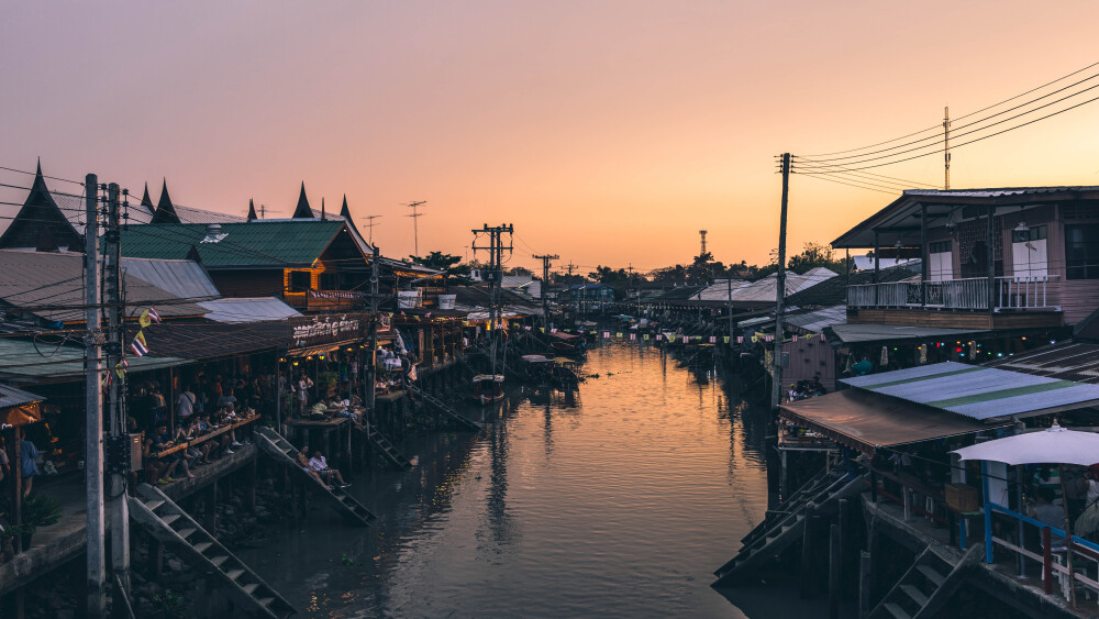 泰国，曼谷，湄南河，水上市场，集市，风景，旅行，壁纸
