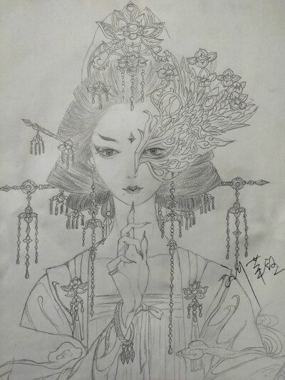 半面妆 手绘 步骤 刘荣钰 凌玉 铅笔画 图片 惊艳