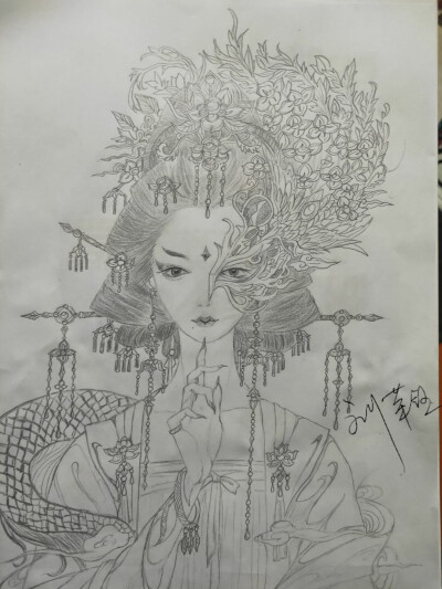 半面妆 手绘 步骤 刘荣钰 凌玉 铅笔画 图片 惊艳