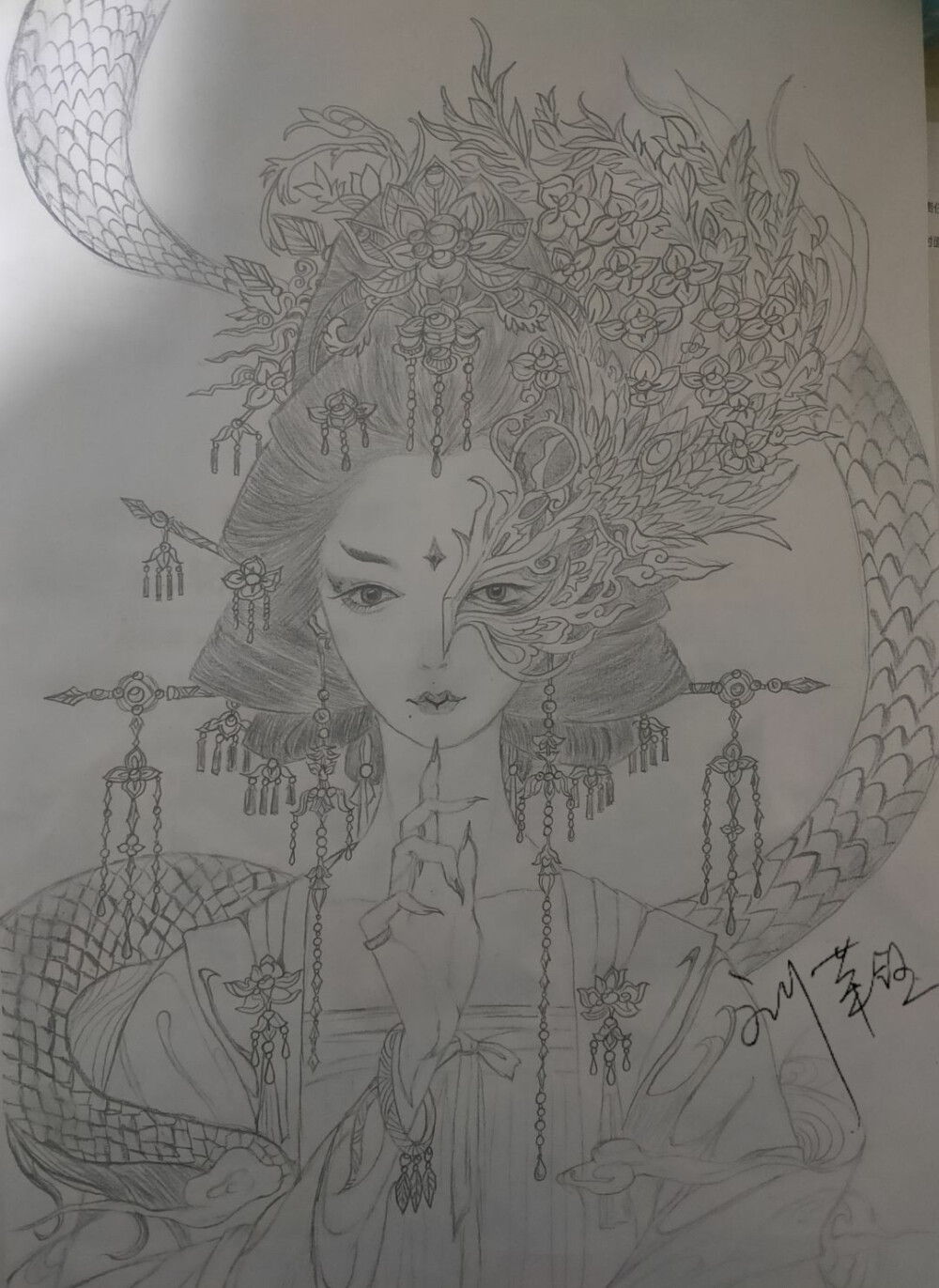 半面妆 手绘 步骤 刘荣钰 凌玉 铅笔画 图片 惊艳