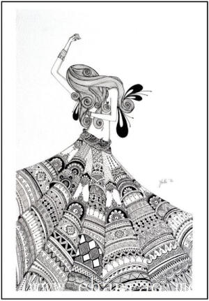 线描缠绕画