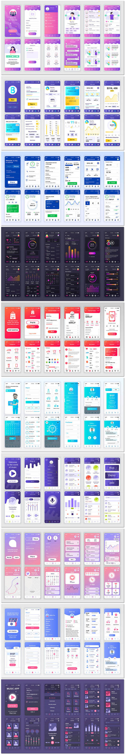 简约通用参考手机应用APP界面引导图UI设计UX海报设计模板素材