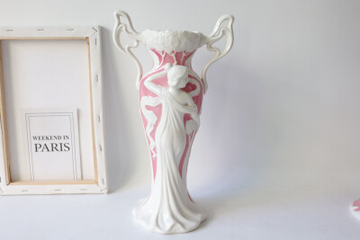 高温手绘 很特别的仕女陶瓷花瓶花器 烛台 数量少售完无补