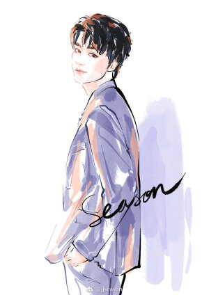 #jjseason插画# ----- 周末愉快[鲜花]~~ 蓝色星光少年@TFBOYS-王俊凯   #season明星插画# ​​​​