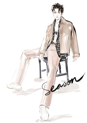 #jjseason插画# -----  CéCi《茜茜姐妹》4月刊封面人物@THEO-朱正廷  #season明星插画# ​​​​