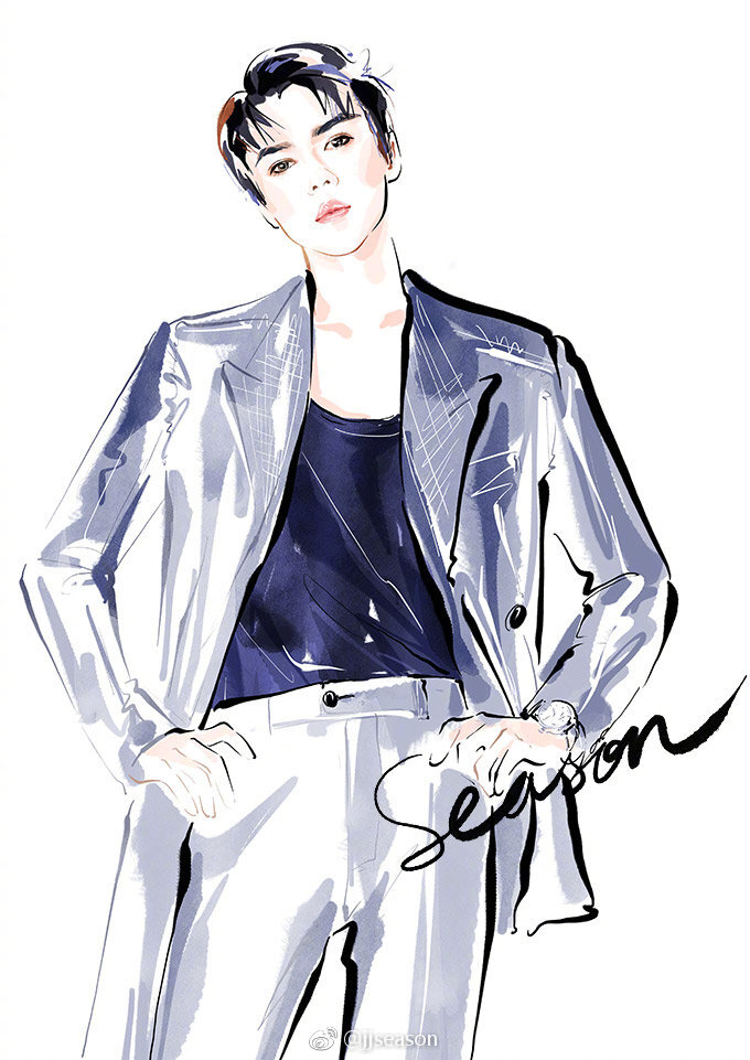 #jjseason插画# ----- 吴世勋超话 @wu世勋-EXO 帅气 @时尚COSMO 4月刊封面 #season明星插画# ​​​​