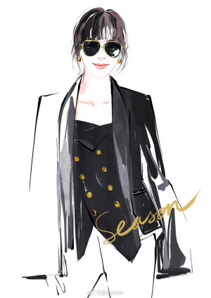 #jjseason插画# ----- @ANIRAC_SH ​​​​酷帅@劉嘉玲   #插画明星搭配#